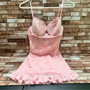 Victorias Secret Pink sheer Lace floral Babydoll 36B